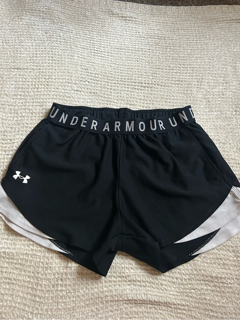 Under Armour Black Athletic Shorts with White Accents